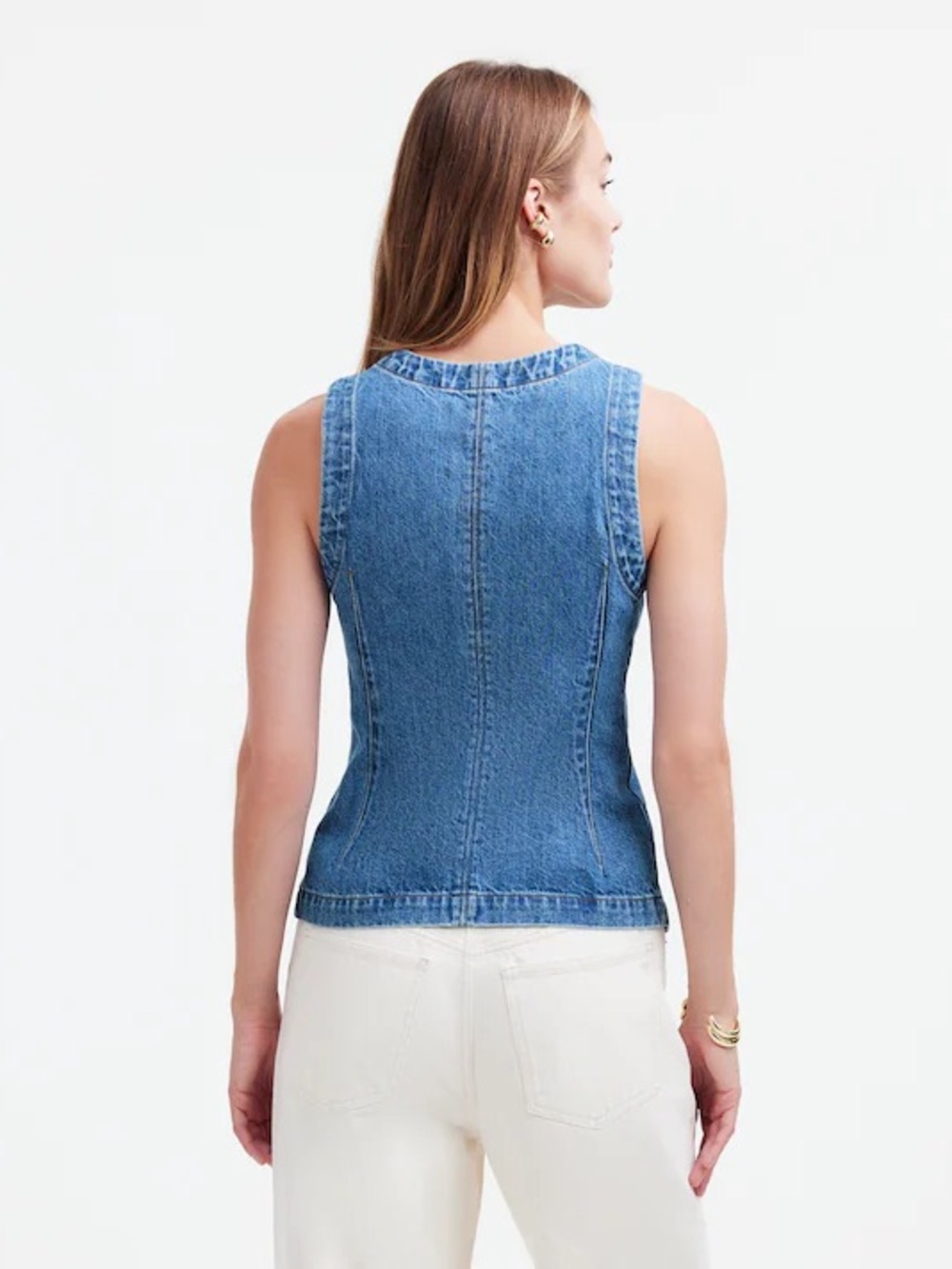 Madewell Denim Crewneck Vest in
Java Wash Blue Color 8 NWT - Picture 3 of 13
